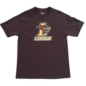 Russell Athletic Lehigh Mountain Hawks T-Shirt Brown Short Sleeve Cotton Large